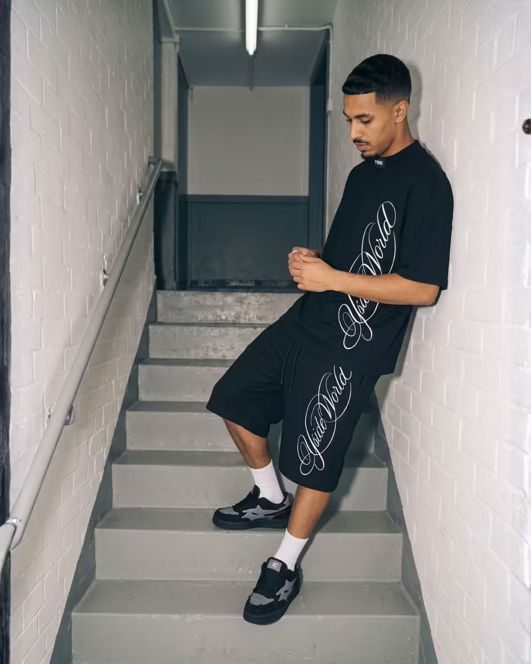 "SCRIPT" Embroidered Short
