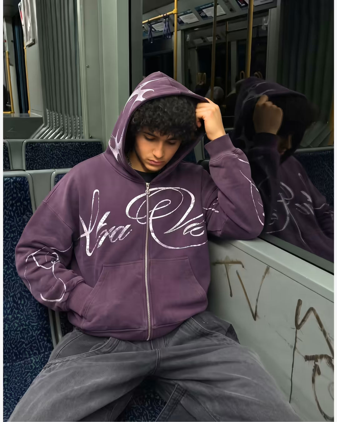 "CYBER" Graphic Zip-Up